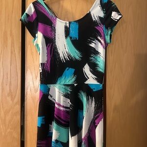 Abstract Print Cap Sleeve Dress